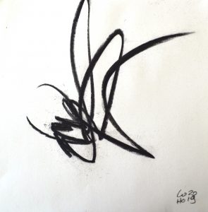 one single line / 2019 / charcoal on paper / 30x30 cm
