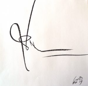 one single line / 2019 / charcoal on paper / 30x30 cm