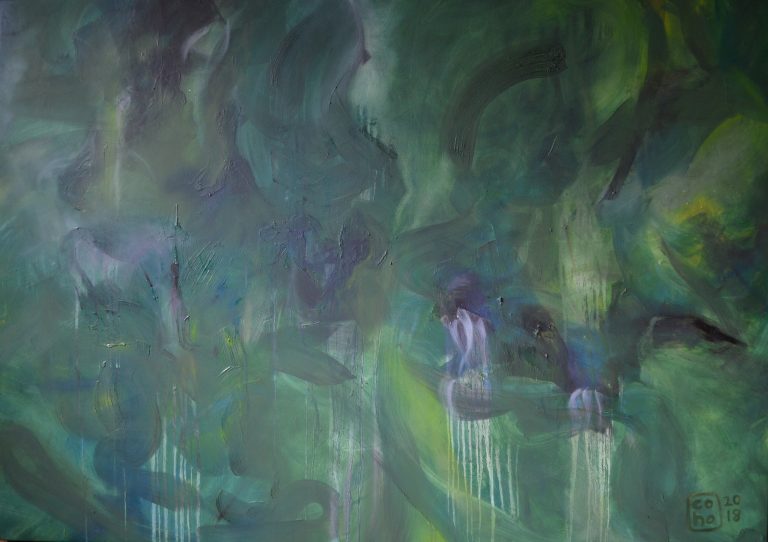 Ondrm Bôm / under the tree / oil on canvas / 2018 / 170x120 cm